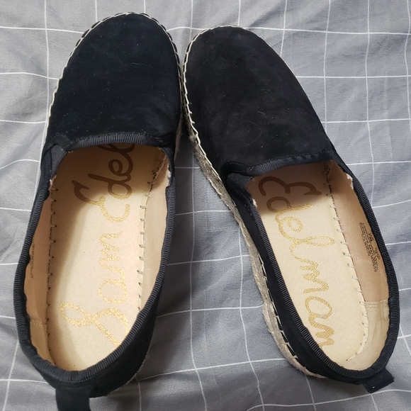 Sam Edelman Carrin Black Suede Platform Espadrilles Slip On - Picture 3 of 8